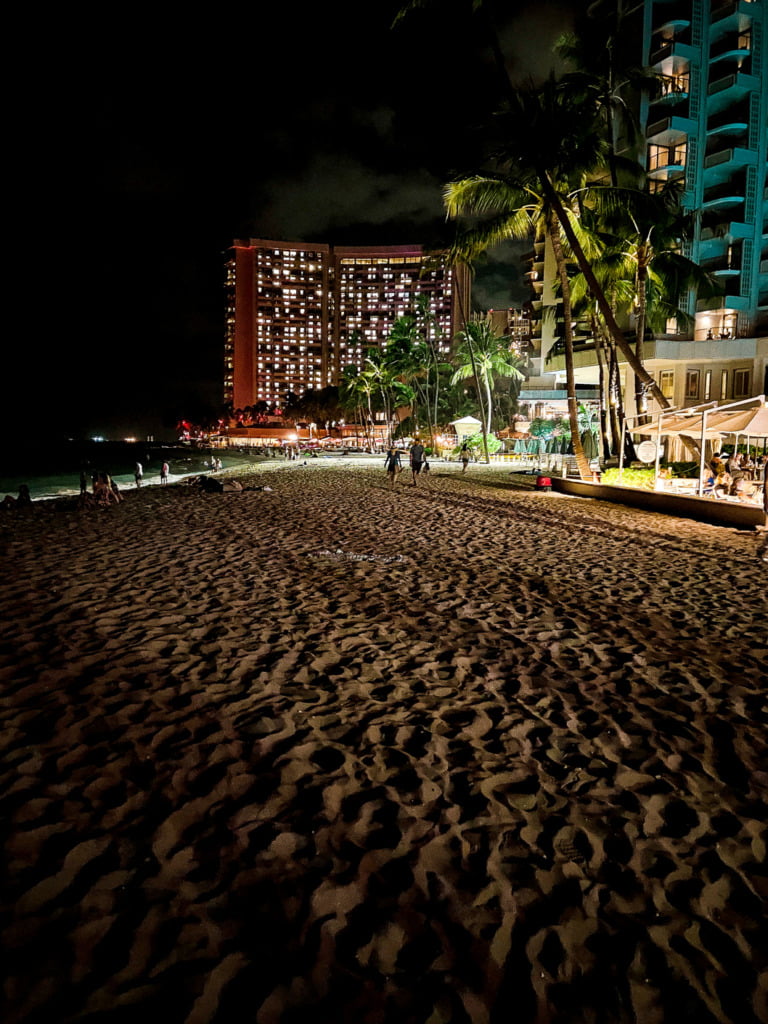 Waikiki Beach at night