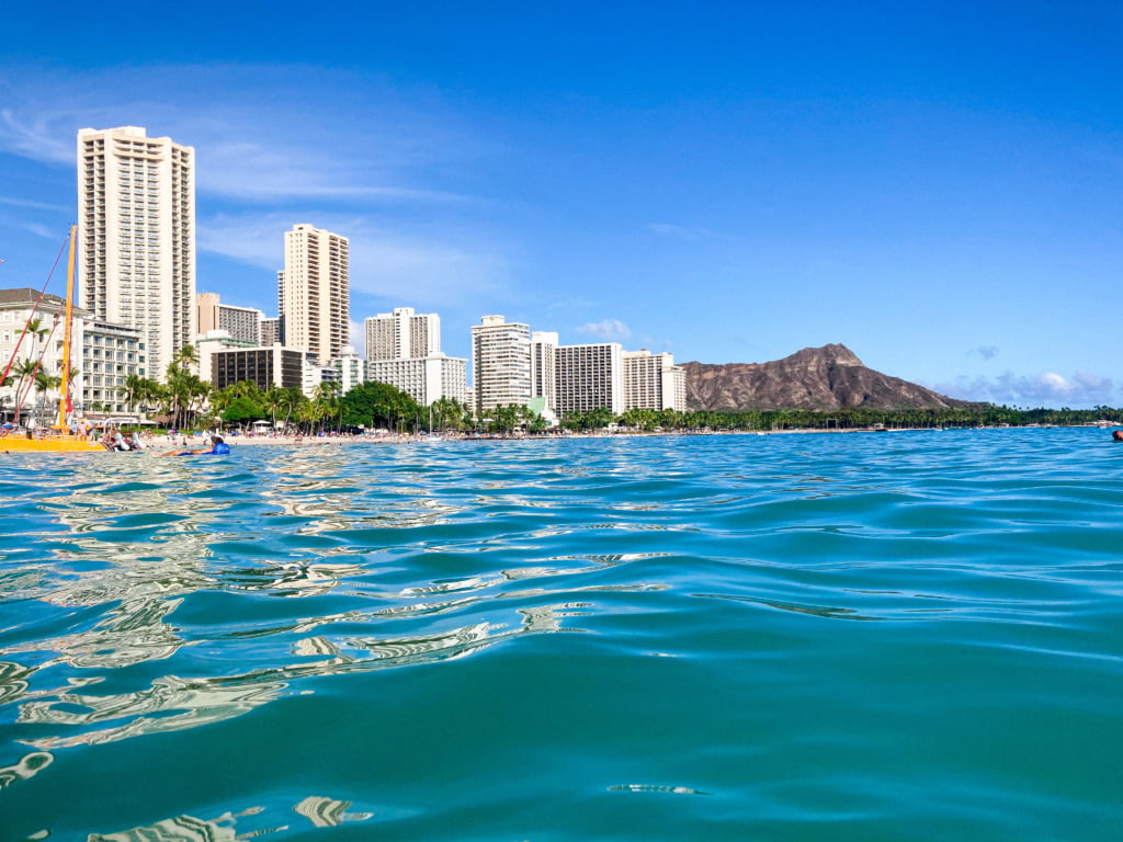Waikiki Beach in Honolulu, Hawaii. This is for a blog post featuring mistakes I made in Oahu (the island where Honolulu is).