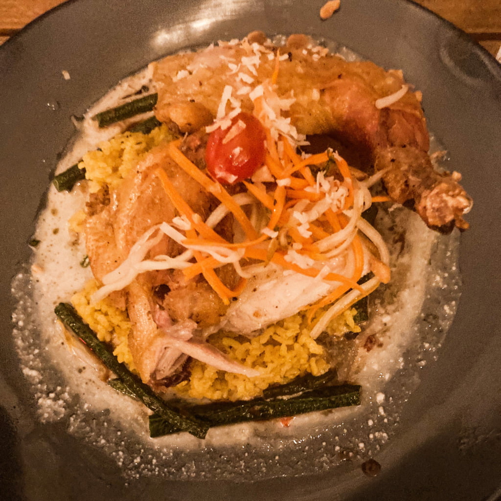 Coconut chicken in Tiki's Bar and Grill in Honolulu, Hawaii