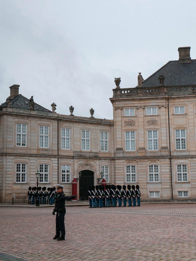 Changing of the Guards in Amalienborg Palace in Copenhagen