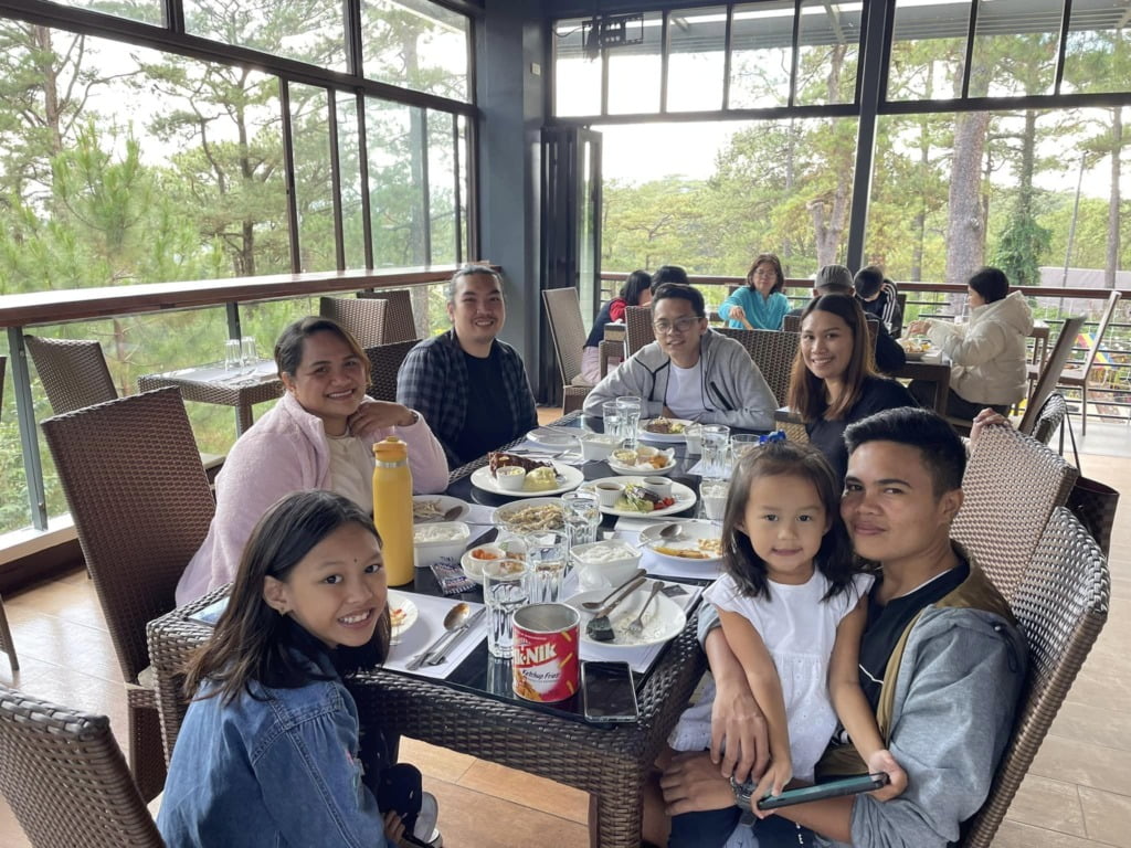 Family eating in Outlook Steak and Grill in Baguio, Philippines