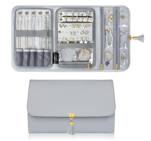 thumbnail image 2 of LENUE Travel Jewelry Case – Vegan Leather Organizer With Earring Holders & Bracelet Pockets 2 of 9