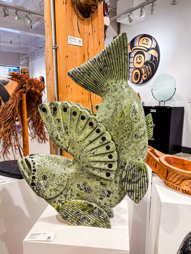 A fish sculpture from Coastal Peoples Fine Arts Gallery in Vancouver, BC
