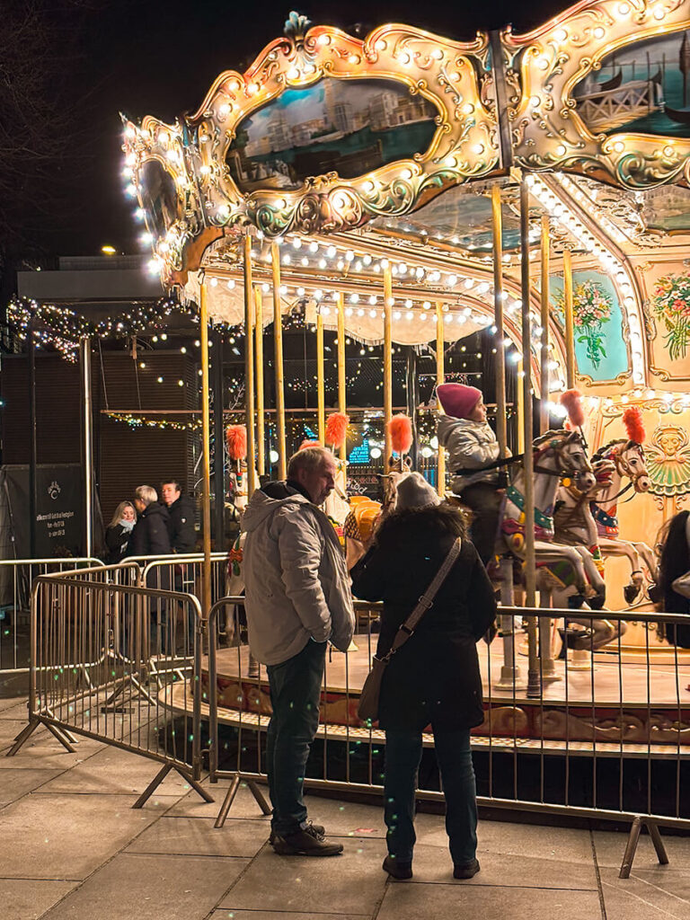 merry go round at the Bergen Christmas market at night
